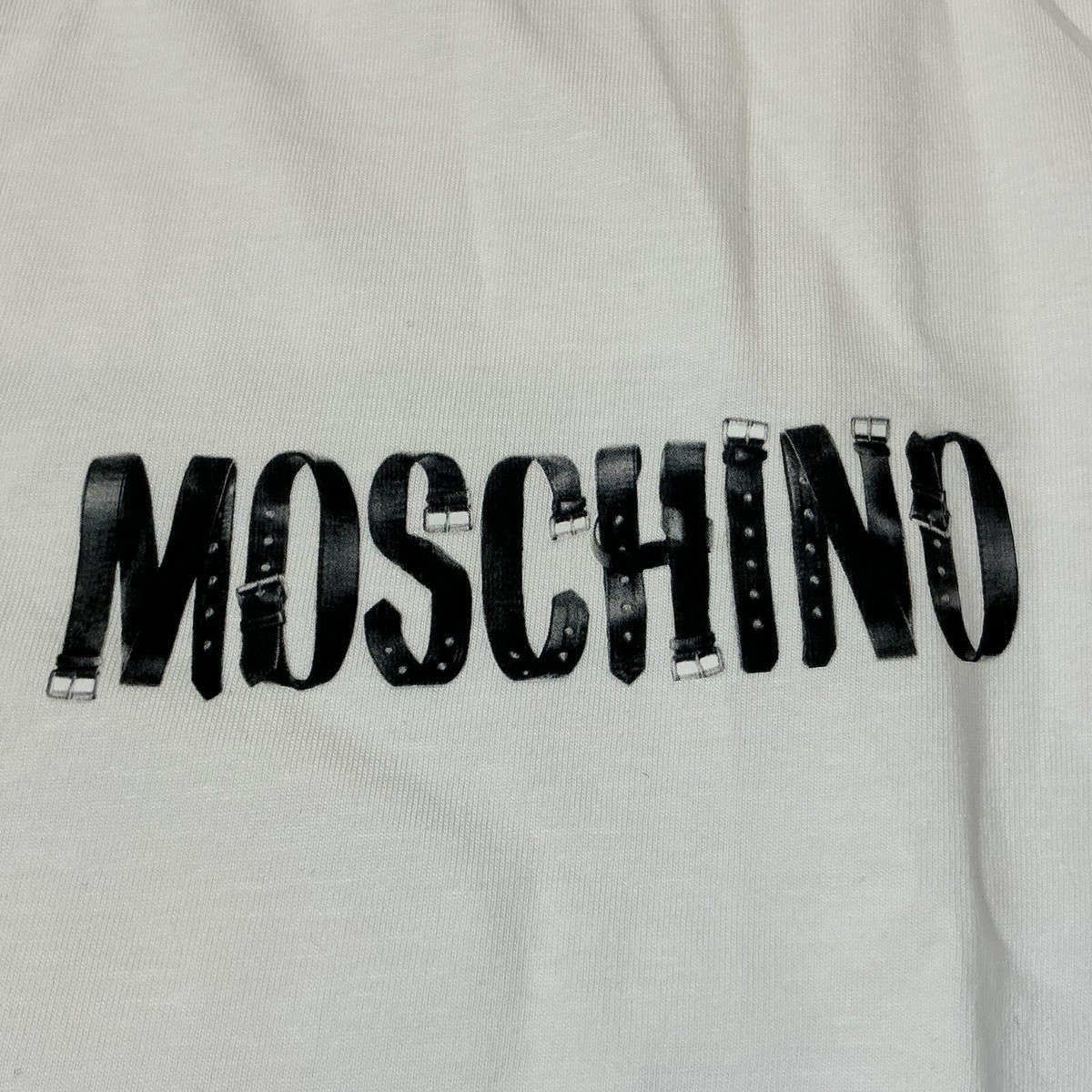 【MOSCHINO】スローガン Tシャツ Moschino Couture White Short Sleeve T Shirt Logo US 36 ( S