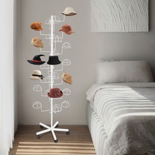 Metal Hats Display Stand, Hat Storage Stand with 25 Hooks, Freestanding Hat Rack