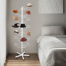 Metal Hats Display Stand, Hat Storage Stand with 25 Hooks, Freestanding Hat Rack