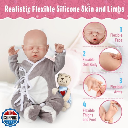 Vollence 12 inch Platinum Silicone Baby Dolls Full Body Silicone Dolls Adorab - Picture 5 of 5