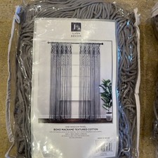 Lush Decor Boho Macrame Textured Cotton Window Curtain panels 2 Gray