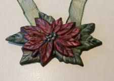 Longaberger 2006 Christmas Holiday Poinsetta Poinsettia 23378 Metal Tie On NIB