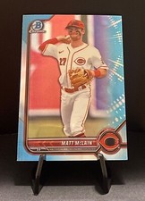 2022 Bowman Draft Chrome Matt McLain Sky Blue Refractor Rookie Card BDC-100 Reds. rookie card picture