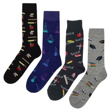NWT School Dress Socks 4 Pack Novelty Men 8-12 Crazy Fun Sockfly