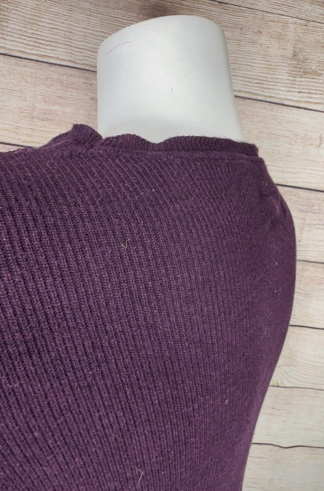 Suéter Simply Vera Wang Para Mujer 1X Plus Encaje Borgoña Borde Blanco Aspecto en Capas Foto 4 de 4