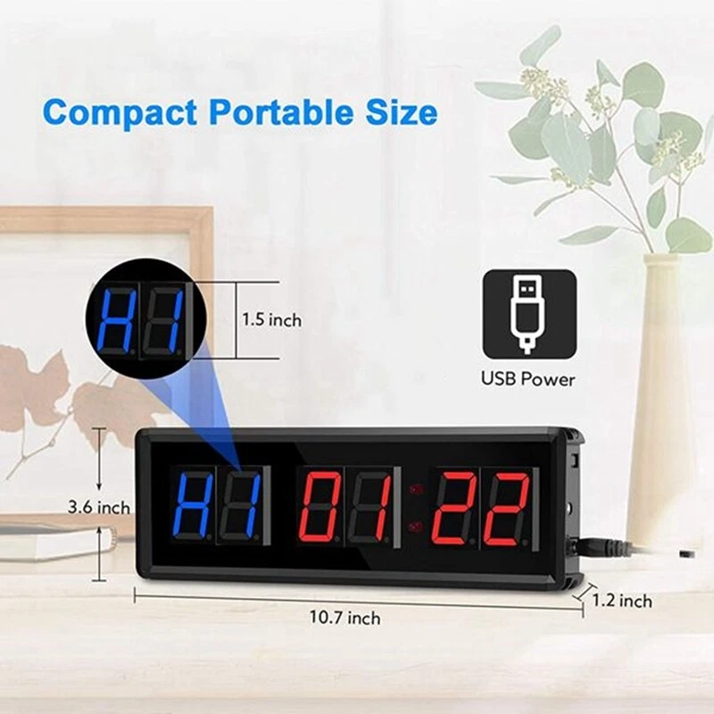 Gym Timer LED Interval Timer Digital Countdown Wall Mounted Clock