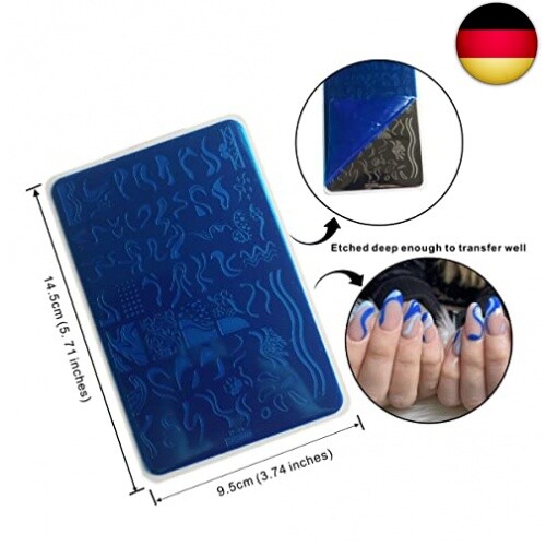 2 Stück Nagel Schablone French Nails Stempel Set, Stamping Schablone Streifen 