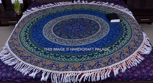 Bohème Yoga Tapis Ombre Arrondi Mandala Indien Tapisserie Ethnique Rond