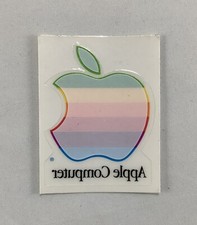Vintage APPLE Compter Rainbow Logo Window Cling Decal Mac Collectible Macintosh