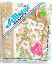 Vintage Floral Rose St. Mary's No-Iron Percale USA MADE Double Flat Sheet NEW OS