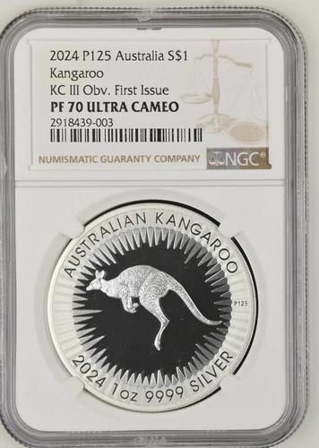 2024 P125 Australia S$1 Kangaroo, KC III Obv. NGC PF UC, First Issue