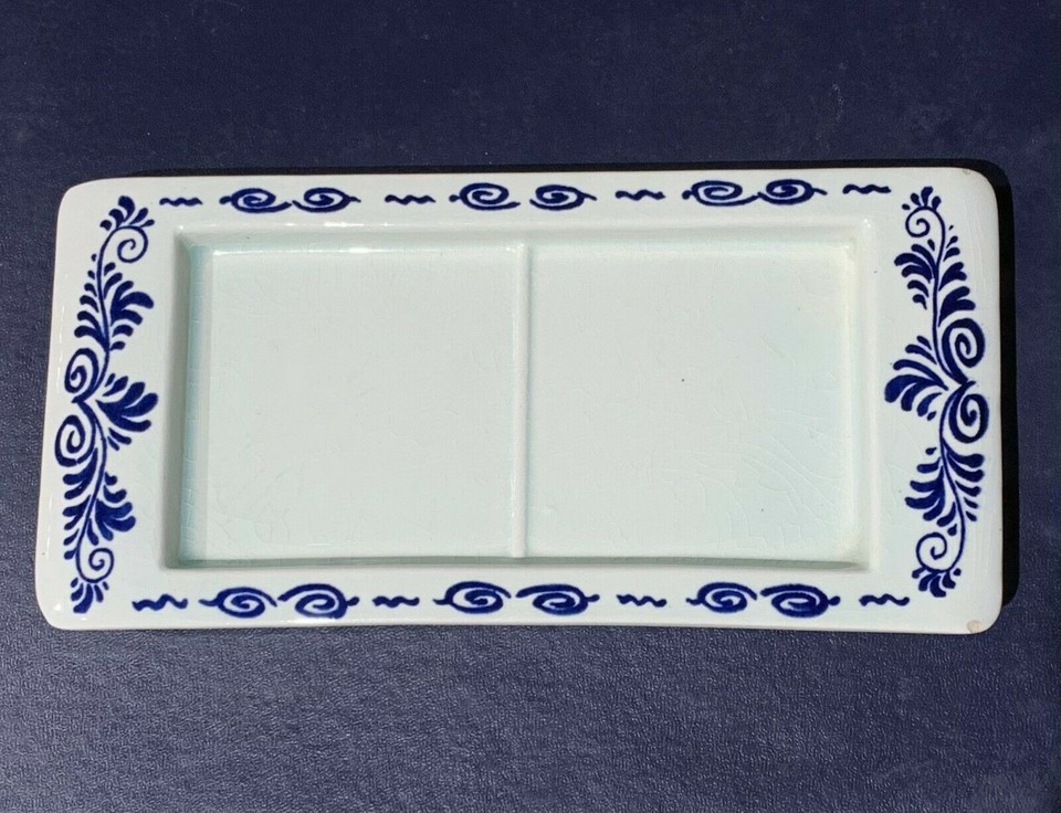 OLD BLAUW DELFTWARE DELFT TEA CADDY CANISTER TRAY SPICE SUGAR DUTCH ...