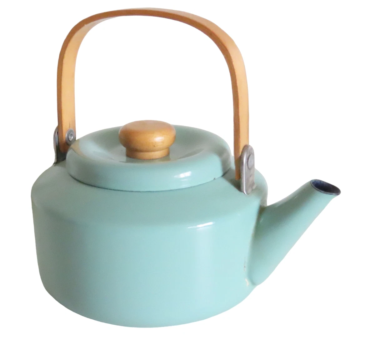 Lot Ancien Chaudron Et Petite Théière En émail Bleu – Vintage, Décoration De Cuisine