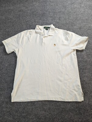 Lauren Ralph Lauren Polo Shirt Mens Large White LRL Crown Logo Green Label 