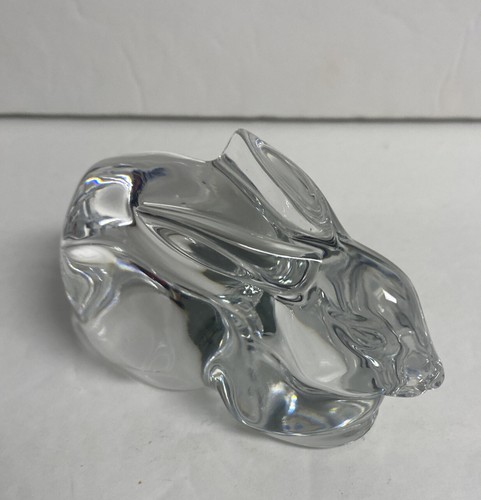 Clear Glass Bunny Rabbit Paper Weight Figurine 4”