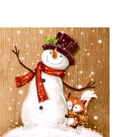 20 Kleine Cocktailservietten Cheery Snowman Fuchs Schneemann Winter Deko 24X24Cm