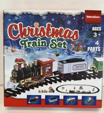 Toyandona Christmas Train Set New Engine Tracks Santa Sleigh  Coal Car Caboose