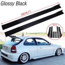 78.7" Side Skirt Extension Rocker Panel Lip For Honda Civic Type R Hatchback EK