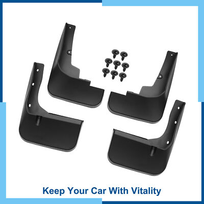 Pack (4) Black Front and Rear Mud Flaps Splash Guards for Toyota Highlander