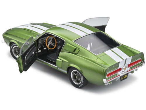 1967 Shelby GT500 1/18 Diecast Model Car Lime Green Metallic White Stripes So... - Picture 4 of 5