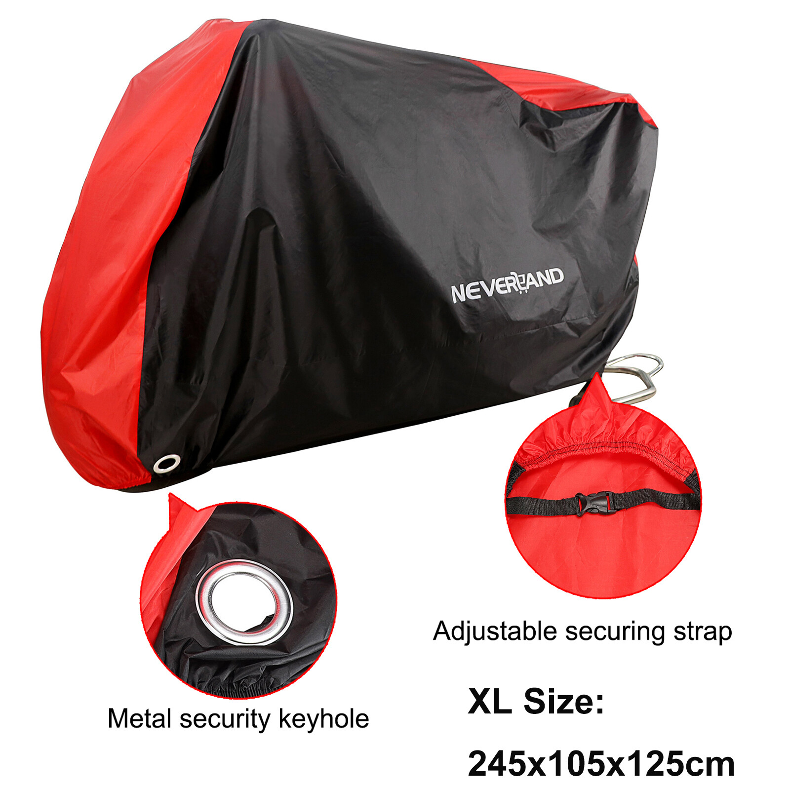 NEVERLAND XL Motorcycle Cover Waterproof Heavy Duty For Winter Outside Storage