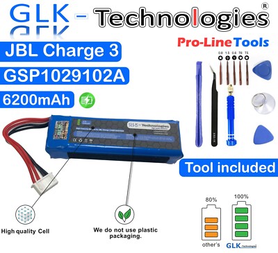 GLK 3,7V Akku Li-Polymer für JBL Charge 3 - ersetzt GSP1029102A - 6200mAh