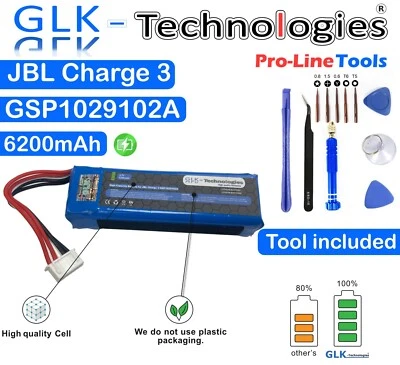 GLK-TECHNOLOGIES GLK 3,7V Akku Li-Polymer für JBL Charge 3 - ersetzt GSP1029102A - 6200mAh