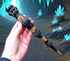Witches wand, Oak wand, Black obsidian sphere wand, triple moon Goddess wand