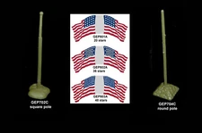 MARX American Flags, Poles & Bases 20, 36, 48 Star playset plastic toy soldiers