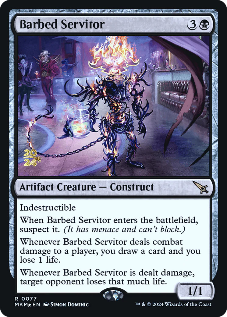 MTG Barbed Servitor [Murders at Karlov Manor Prerelease Promos] Foil Near Mint M