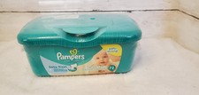 Rare Pampers Green Hard Shell Plastic Case Soft  Strong Wipes 72 Count NOS