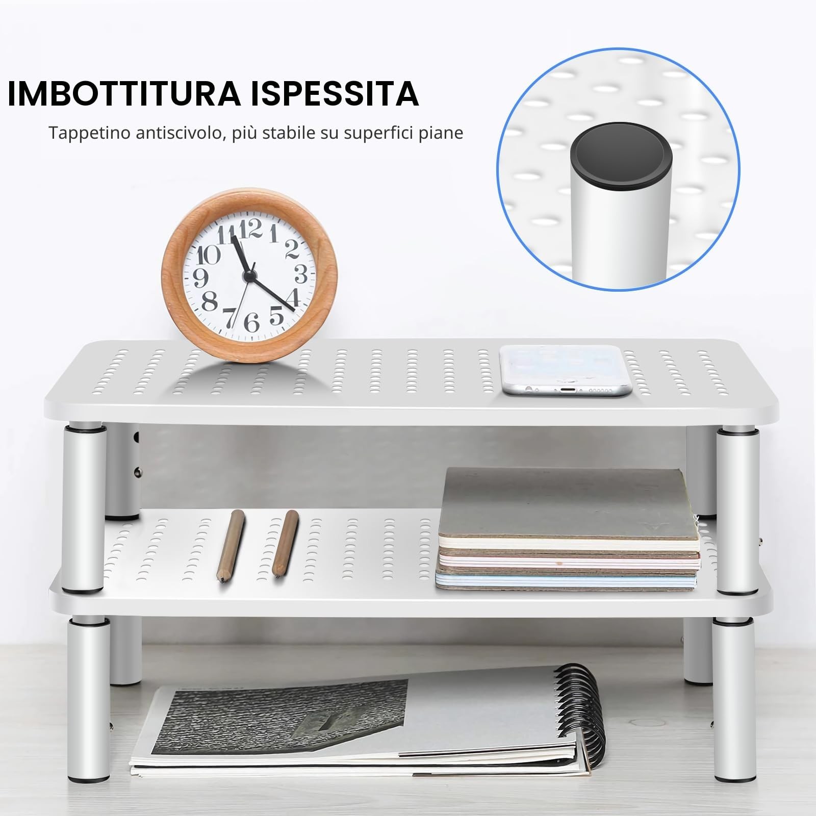 SUPPORTO PER MONITOR RIALZO REGOLABILE IN ALTEZZA PER COMPUTER PC UFFICIO ERGONO foto 5