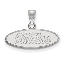 10k White Gold LogoArt University of Mississippi Ole Miss Small Oval Pendant