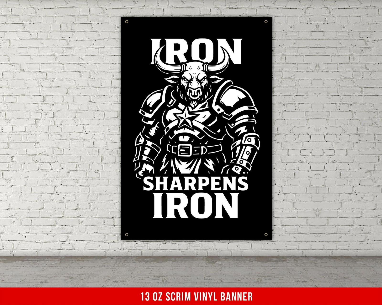 Iron Bull Banner Gym Motivation Weightlifting Poster Home Gym Decor