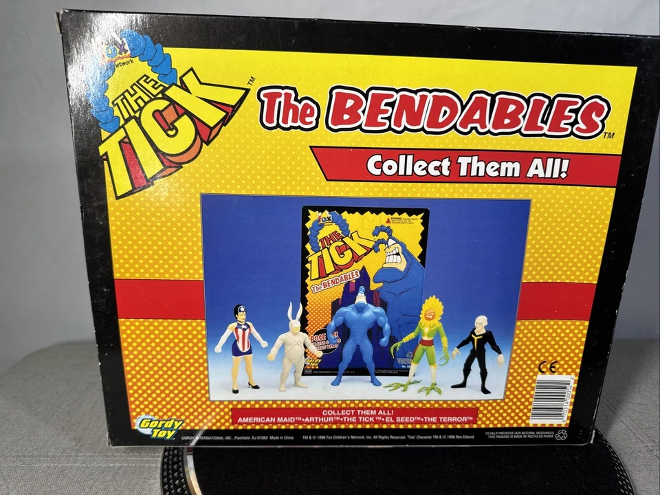 The Tick Bendables 4 件套可动人偶套装 Gordy Toy Vitage 1996 完好盒 -00806 — 第 2/2 张图片