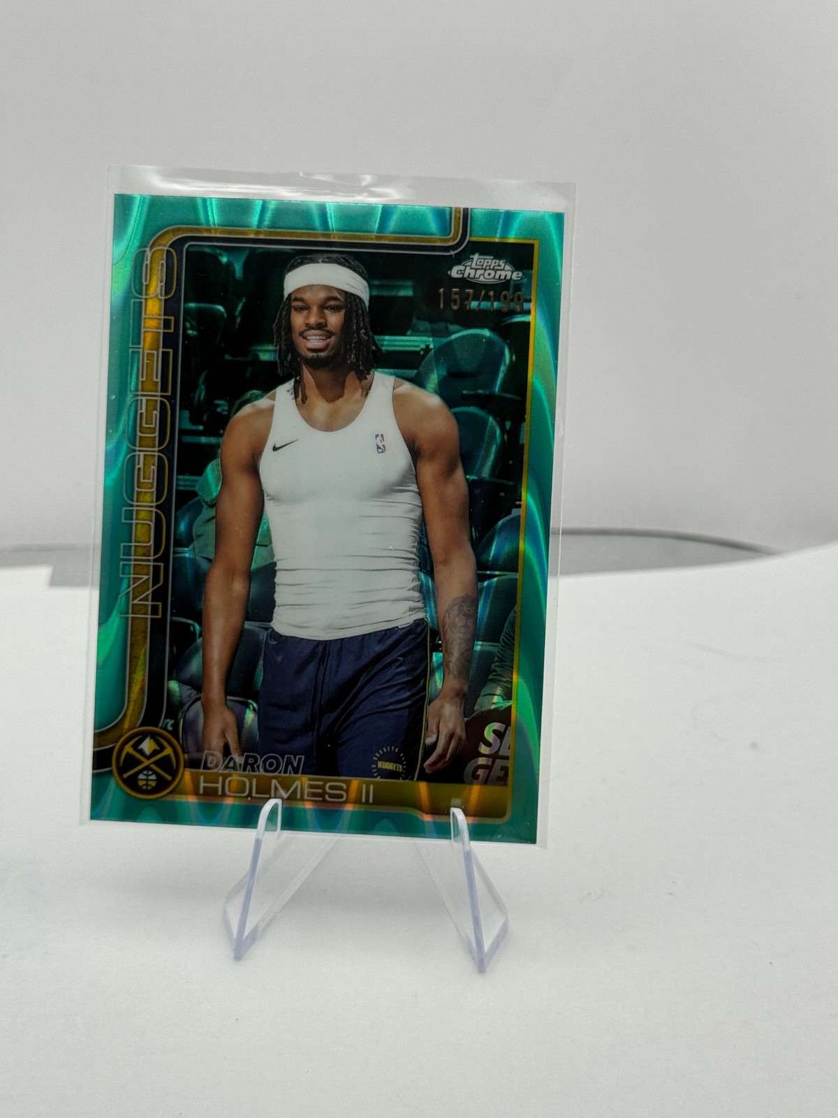 2025-26 Topps Chrome #75 DaRon Holmes II Aqua Refractor #/199