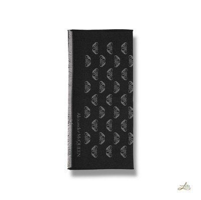 Alexander McQueen Daunen Robbe Schal - Schwarz Wolle Modal Mischung, Unisex, Einheitsgröße