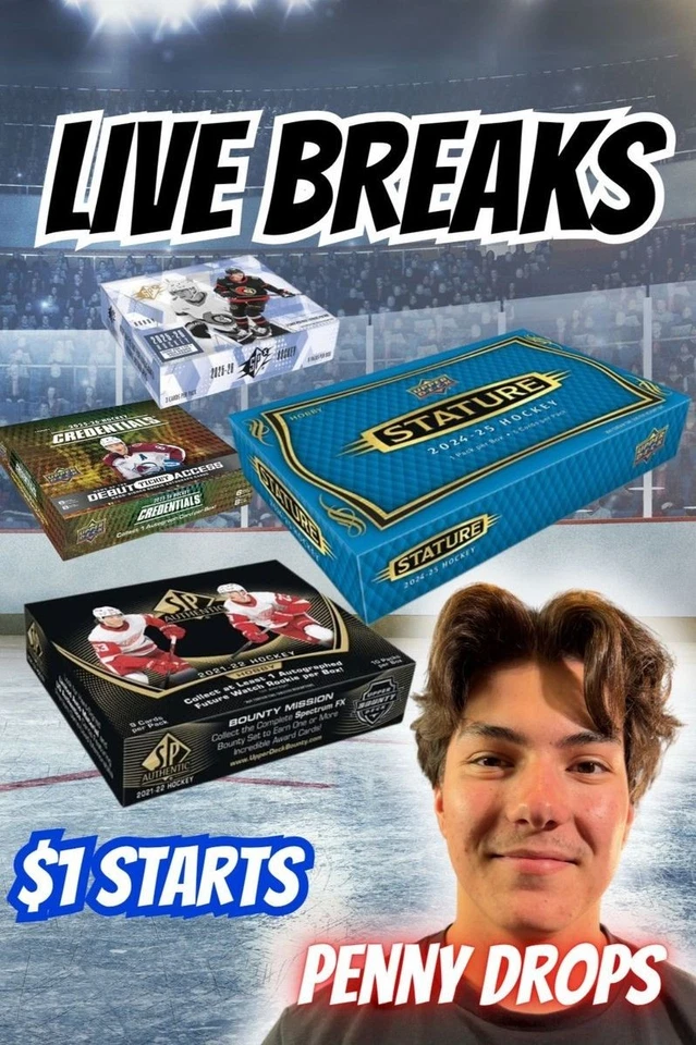 🚨$1 Starts - MONDAY Hockey Card Breaks!!🚨