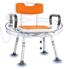 360 Swivel Shower Chair with Arms and Back, Heavy Duty 300 lbs Padded Orange