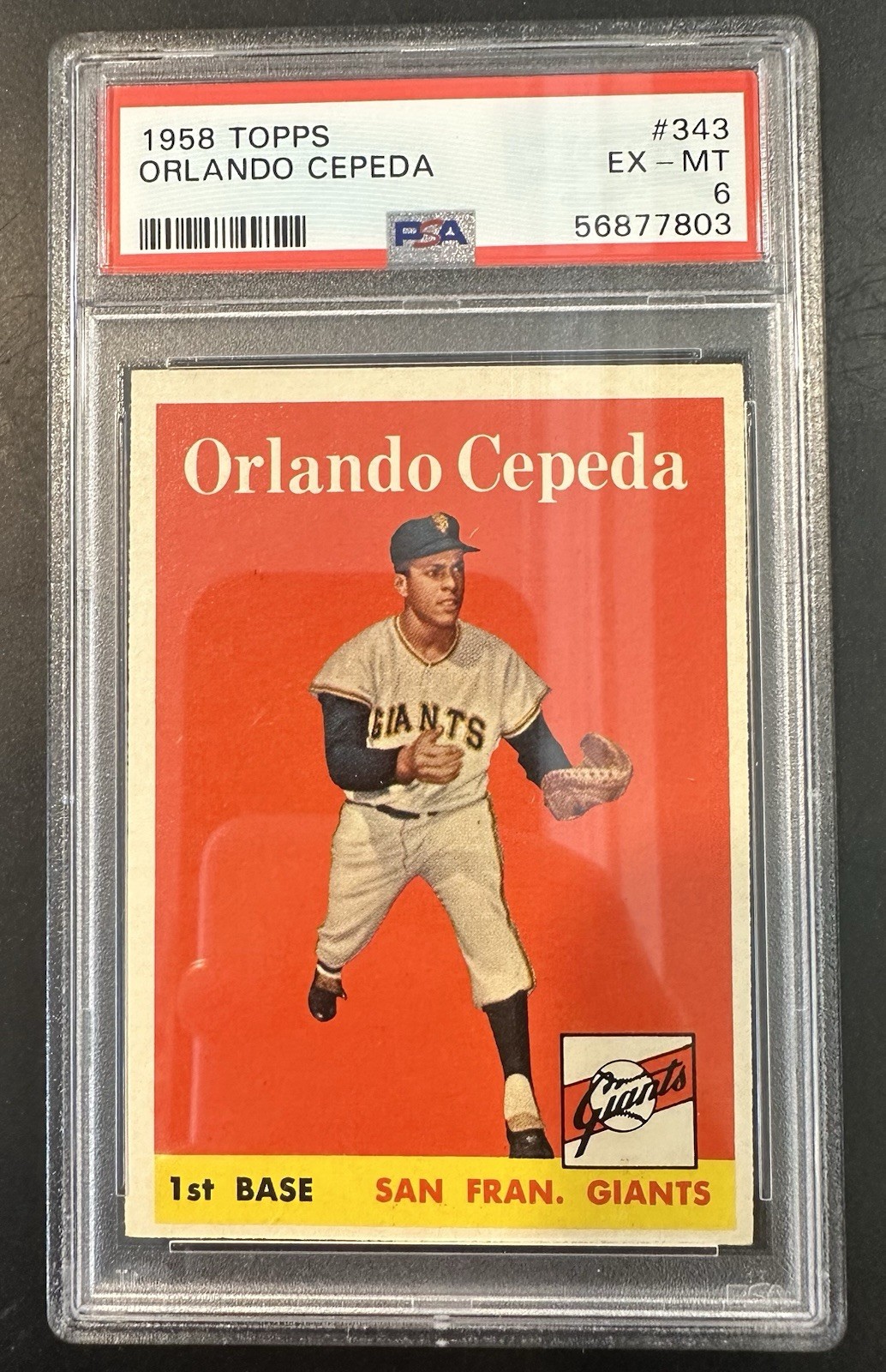 1958 Topps Orlando Cepeda Rookie RC PSA 6 #343 San Francisco Giants 