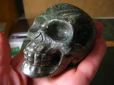 GOLDEN & GREEN PYRITE SKULL 1.69lb 3.4in2.5in 2.6in W/HUNAN CHINA #079
