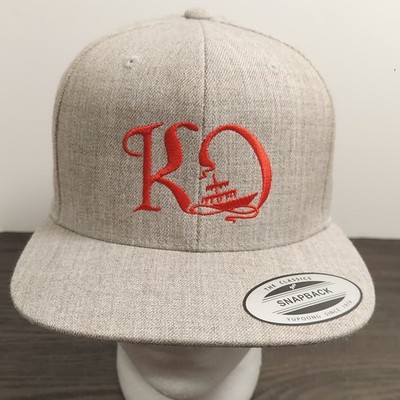 KQ Hat Cap Snap Back Gray Embroidered Red Logo Wool Blend Classic Mens