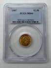 1907 $2.50 Gold Liberty MS64 PCGS 2 1/2 US Dollar Coin