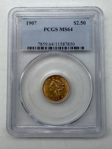 1907 $2.50 Gold Liberty MS64 PCGS 2 1/2 US Dollar Coin