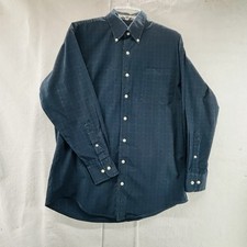 Nautica Long Sleeve Button Up Black Blue Plaid Mens Dress Shirt 15.5-32/33