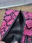 New Makeup Junkie Bag Size Medium Pink & Black Snake Skin Print W/black Tassle — photo 3