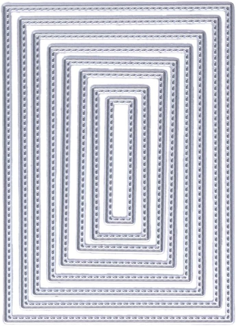 8 Pcs Stitched Rectangle Metal Die Cuts for Scrapbooking and Card Making