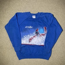 Vintage 90s Hanes Ski Tahoe Outdoor Blue Sweatshirt Men  s Size Medium