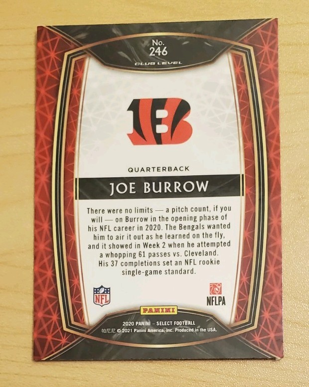 2020 Panini Select - Club Level Joe Burrow #246 (RC) view 2