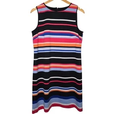 Maggy London Womens Colorful Striped Sleeveless A Line Sheath Dress Size 10